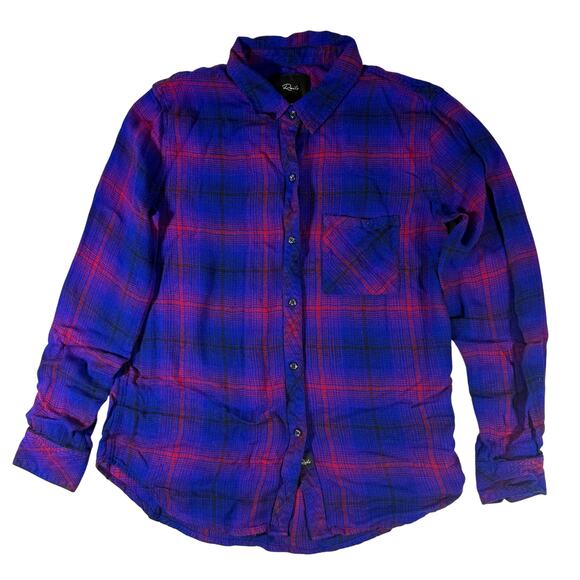 Rails Hunter Azule Scarlet Plaid Flannel Shirt Women’s Medium Button Down - Picture 2 of 8